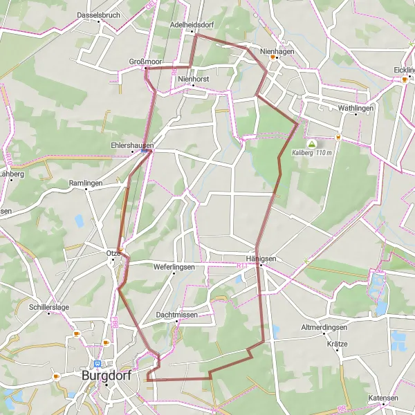 Karten-Miniaturansicht der Radinspiration "Radeln um Burgdorf" in Hannover, Germany. Erstellt vom Tarmacs.app-Routenplaner für Radtouren