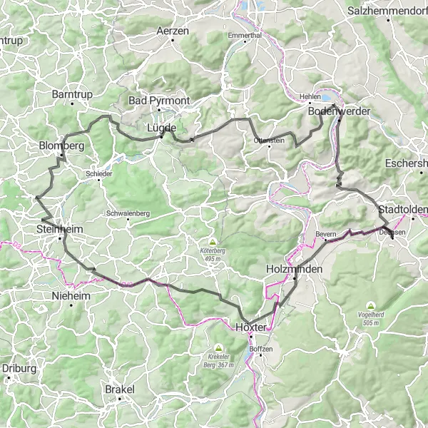 Karten-Miniaturansicht der Radinspiration "Historisches Wesertal" in Hannover, Germany. Erstellt vom Tarmacs.app-Routenplaner für Radtouren