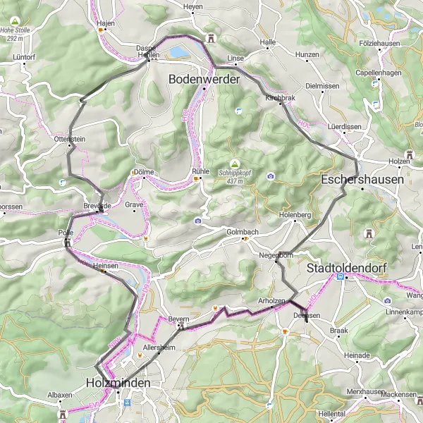 Karten-Miniaturansicht der Radinspiration "Malerisches Weserbergland" in Hannover, Germany. Erstellt vom Tarmacs.app-Routenplaner für Radtouren