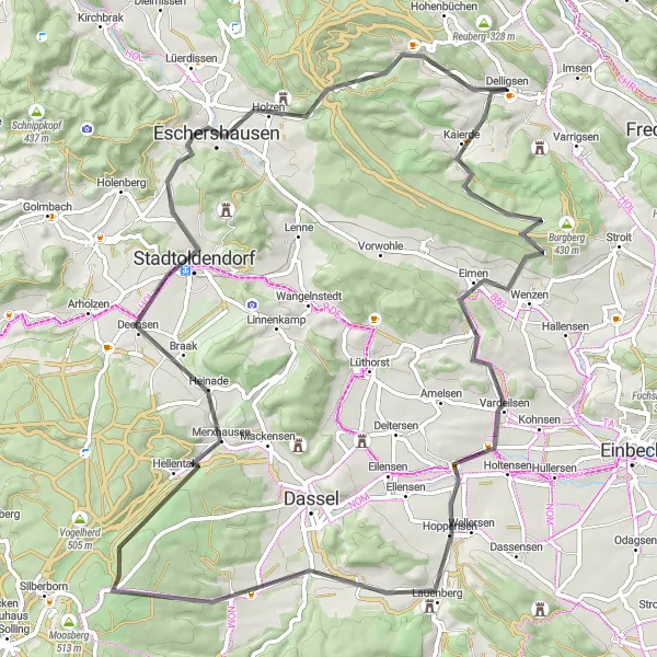 Map miniature of "The Hills of Hoop" cycling inspiration in Hannover, Germany. Generated by Tarmacs.app cycling route planner