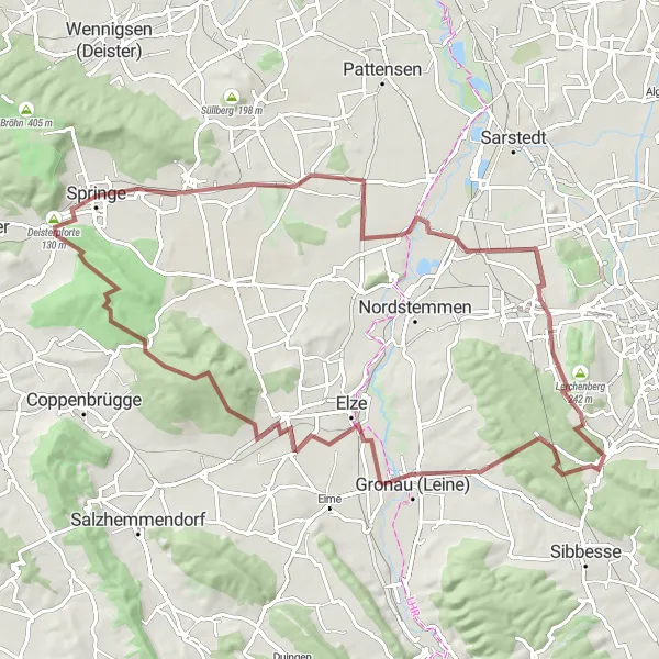 Map miniature of "Adventurous Gravel Ride to Deisterpforte" cycling inspiration in Hannover, Germany. Generated by Tarmacs.app cycling route planner