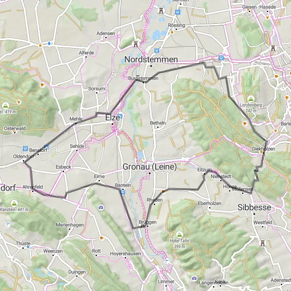 Karten-Miniaturansicht der Radinspiration "Diekholzen nach Halsberg" in Hannover, Germany. Erstellt vom Tarmacs.app-Routenplaner für Radtouren