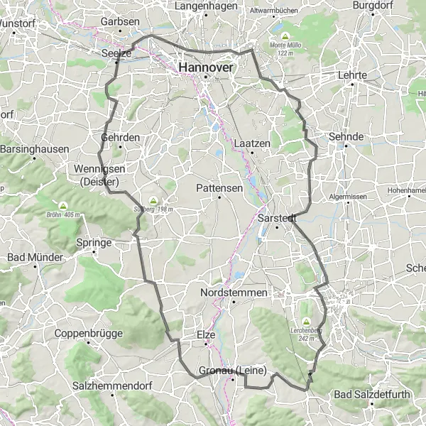 Karten-Miniaturansicht der Radinspiration "Gronau nach Himmelsthür" in Hannover, Germany. Erstellt vom Tarmacs.app-Routenplaner für Radtouren