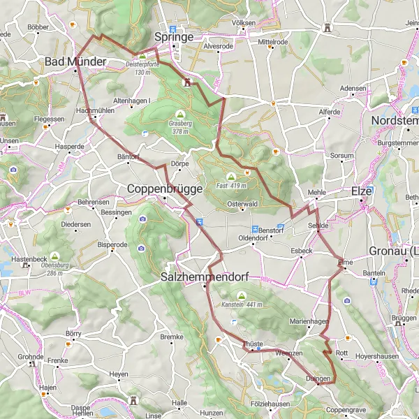 Karten-Miniaturansicht der Radinspiration "Erlebnisreiche Gravelroute durch die Deisterhügel" in Hannover, Germany. Erstellt vom Tarmacs.app-Routenplaner für Radtouren