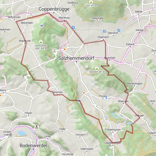 Map miniature of "Rural Serenity" cycling inspiration in Hannover, Germany. Generated by Tarmacs.app cycling route planner