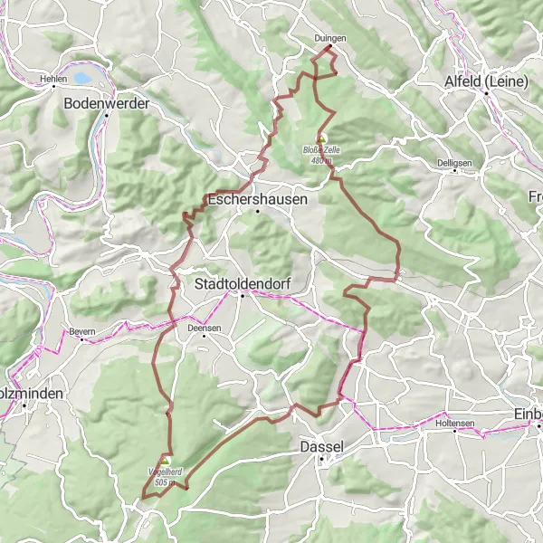 Karten-Miniaturansicht der Radinspiration "Gravelroute Duingen - Kamel" in Hannover, Germany. Erstellt vom Tarmacs.app-Routenplaner für Radtouren
