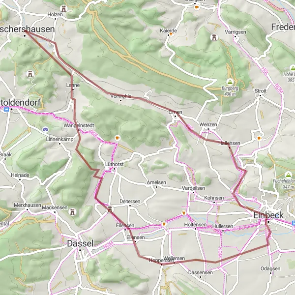 Karten-Miniaturansicht der Radinspiration "Weser Gravel Tour" in Hannover, Germany. Erstellt vom Tarmacs.app-Routenplaner für Radtouren