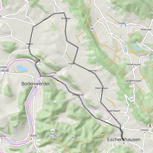 Map miniature of "Short Road Loop" cycling inspiration in Hannover, Germany. Generated by Tarmacs.app cycling route planner