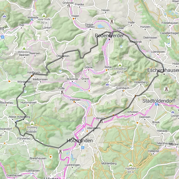 Karten-Miniaturansicht der Radinspiration "Höhenrücken Tour" in Hannover, Germany. Erstellt vom Tarmacs.app-Routenplaner für Radtouren