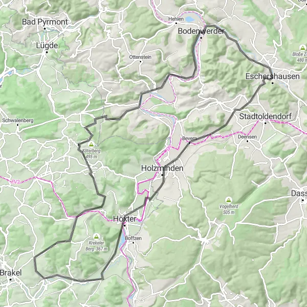 Karten-Miniaturansicht der Radinspiration "Weserhöhen Tour" in Hannover, Germany. Erstellt vom Tarmacs.app-Routenplaner für Radtouren
