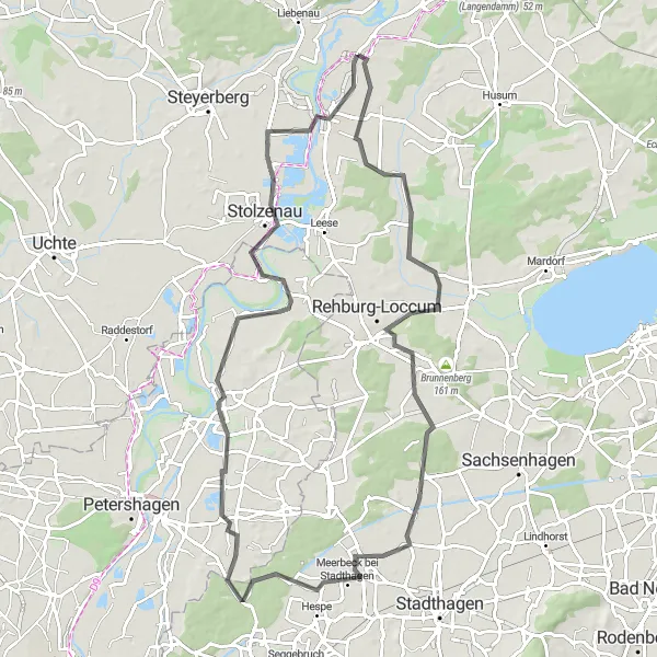 Map miniature of "Historical Road Ride" cycling inspiration in Hannover, Germany. Generated by Tarmacs.app cycling route planner