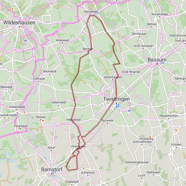 Karten-Miniaturansicht der Radinspiration "Entdecke die Schönheit der Region rund um Eydelstedt" in Hannover, Germany. Erstellt vom Tarmacs.app-Routenplaner für Radtouren