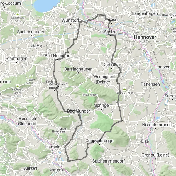 Map miniature of "Around Garbsen-Mitte" cycling inspiration in Hannover, Germany. Generated by Tarmacs.app cycling route planner