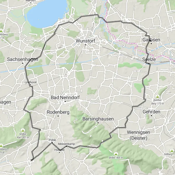 Map miniature of "Hannover Lakes and Forests Ride" cycling inspiration in Hannover, Germany. Generated by Tarmacs.app cycling route planner