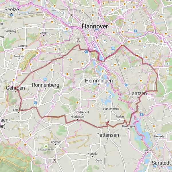 Karten-Miniaturansicht der Radinspiration "Radtour zum Südhügel und Vörie" in Hannover, Germany. Erstellt vom Tarmacs.app-Routenplaner für Radtouren