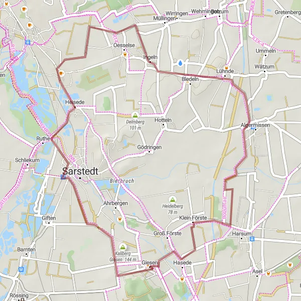 Map miniature of "Hannover Gravel Loop" cycling inspiration in Hannover, Germany. Generated by Tarmacs.app cycling route planner