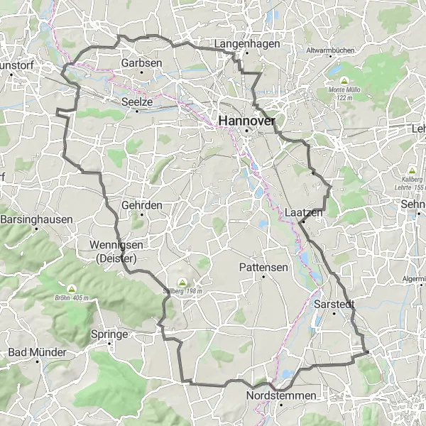 Karten-Miniaturansicht der Radinspiration "Tour durch Marienberg und Stemmerberg" in Hannover, Germany. Erstellt vom Tarmacs.app-Routenplaner für Radtouren