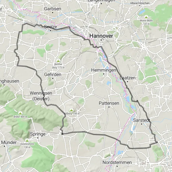 Map miniature of "Scenic Hannover Road Ride" cycling inspiration in Hannover, Germany. Generated by Tarmacs.app cycling route planner