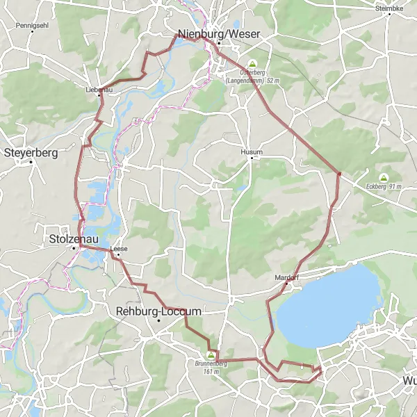 Map miniature of "Scenic Gravel Ride" cycling inspiration in Hannover, Germany. Generated by Tarmacs.app cycling route planner