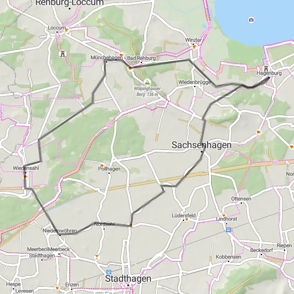 Map miniature of "Road Cycling Escapade" cycling inspiration in Hannover, Germany. Generated by Tarmacs.app cycling route planner