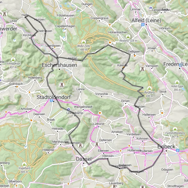 Karten-Miniaturansicht der Radinspiration "Hügelige Herausforderung" in Hannover, Germany. Erstellt vom Tarmacs.app-Routenplaner für Radtouren