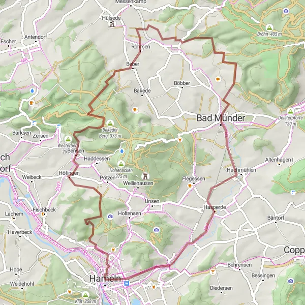 Karten-Miniaturansicht der Radinspiration "Bergiges Weserbergland Gravel-Route" in Hannover, Germany. Erstellt vom Tarmacs.app-Routenplaner für Radtouren