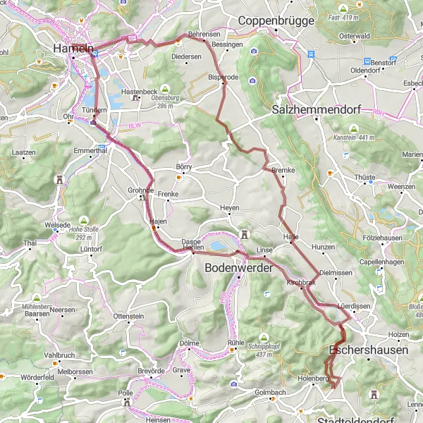 Map miniature of "Countryside Tranquility" cycling inspiration in Hannover, Germany. Generated by Tarmacs.app cycling route planner