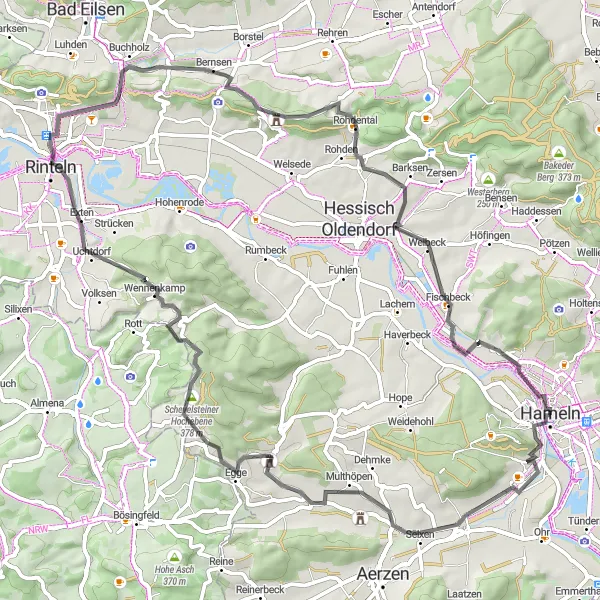 Karten-Miniaturansicht der Radinspiration "Atemberaubende Ausblicke auf Hamelns Radwegen" in Hannover, Germany. Erstellt vom Tarmacs.app-Routenplaner für Radtouren