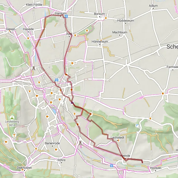 Karten-Miniaturansicht der Radinspiration "Gravel-Tour durch Hildesheim und Umgebung" in Hannover, Germany. Erstellt vom Tarmacs.app-Routenplaner für Radtouren