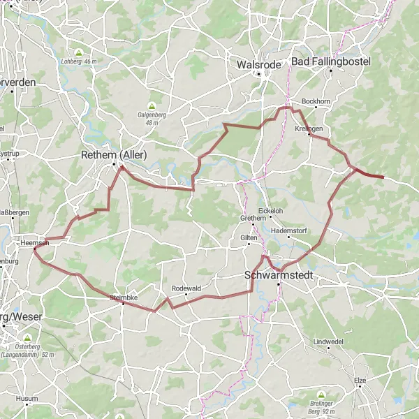 Karten-Miniaturansicht der Radinspiration "Geheimnisvolle Wege und idyllische Ortschaften" in Hannover, Germany. Erstellt vom Tarmacs.app-Routenplaner für Radtouren