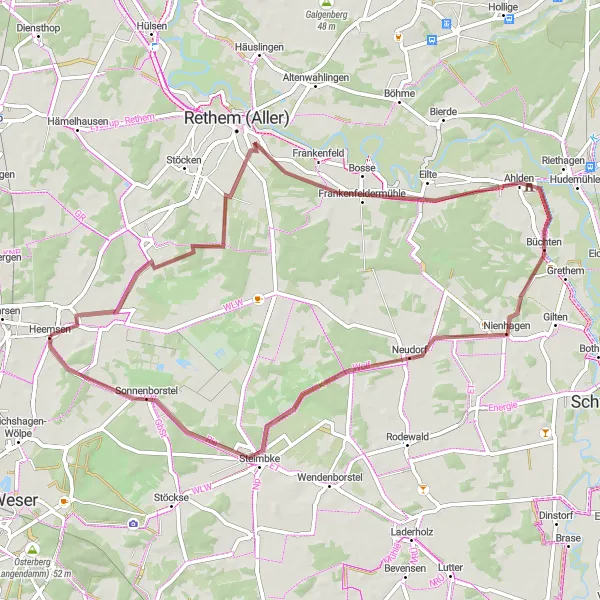 Karten-Miniaturansicht der Radinspiration "Abenteuerliche Strecke durch die Natur" in Hannover, Germany. Erstellt vom Tarmacs.app-Routenplaner für Radtouren