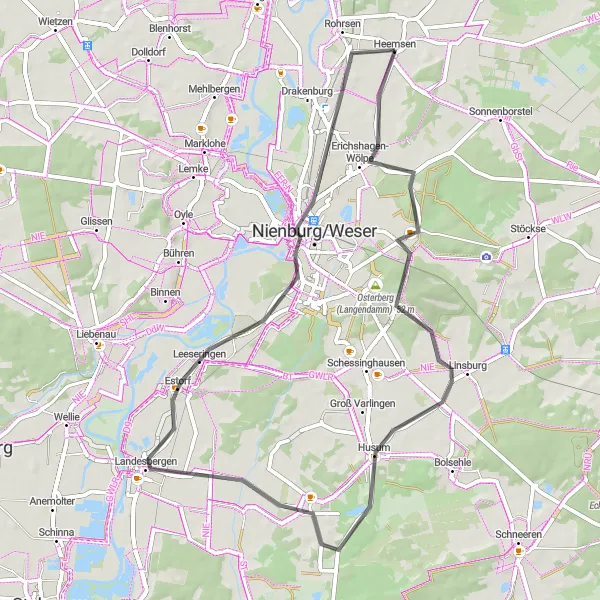 Karten-Miniaturansicht der Radinspiration "Idyllische Flusslandschaften und historische Orte" in Hannover, Germany. Erstellt vom Tarmacs.app-Routenplaner für Radtouren