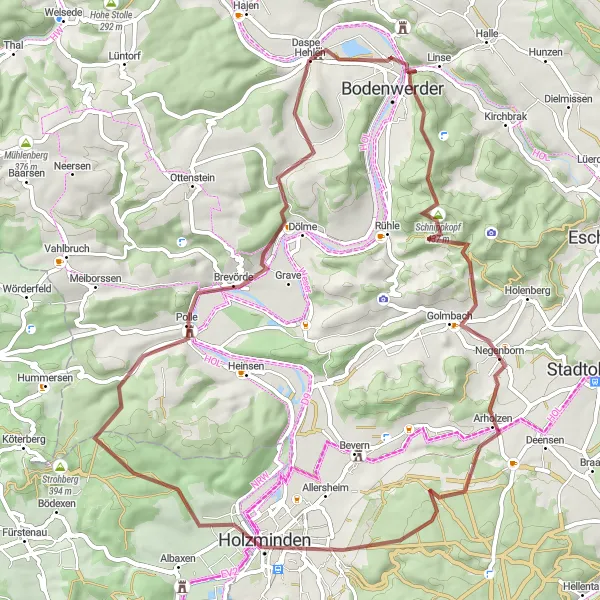 Map miniature of "Gravel and Scenic Landscape Adventure" cycling inspiration in Hannover, Germany. Generated by Tarmacs.app cycling route planner