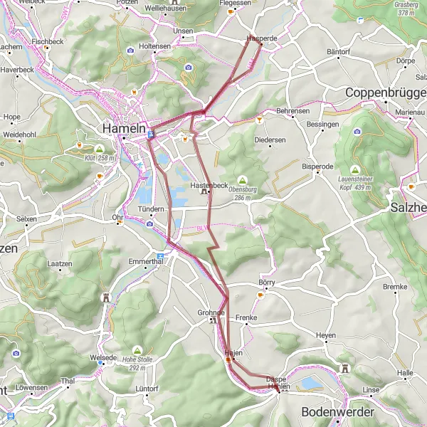 Karten-Miniaturansicht der Radinspiration "Gravel-Tour um Hehlen" in Hannover, Germany. Erstellt vom Tarmacs.app-Routenplaner für Radtouren