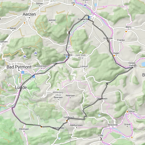 Karten-Miniaturansicht der Radinspiration "54 km lange Roadtour von Hehlen nach Daspe" in Hannover, Germany. Erstellt vom Tarmacs.app-Routenplaner für Radtouren