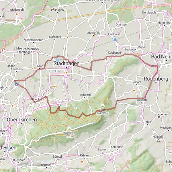 Map miniature of "Helpsen to Nienstädt through Großer Karl" cycling inspiration in Hannover, Germany. Generated by Tarmacs.app cycling route planner