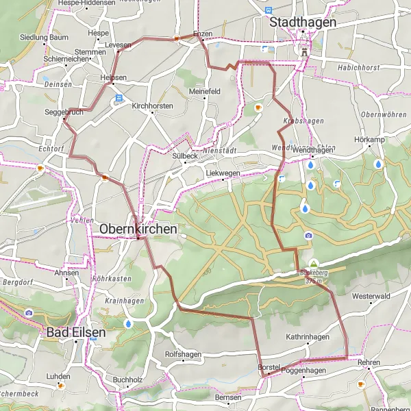 Map miniature of "Enzen loop from Helpsen" cycling inspiration in Hannover, Germany. Generated by Tarmacs.app cycling route planner