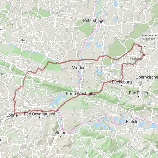 Map miniature of "Gravel Escape" cycling inspiration in Hannover, Germany. Generated by Tarmacs.app cycling route planner