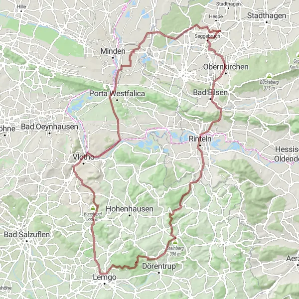 Map miniature of "Helpsen to Dankersen Epic Gravel Ride" cycling inspiration in Hannover, Germany. Generated by Tarmacs.app cycling route planner