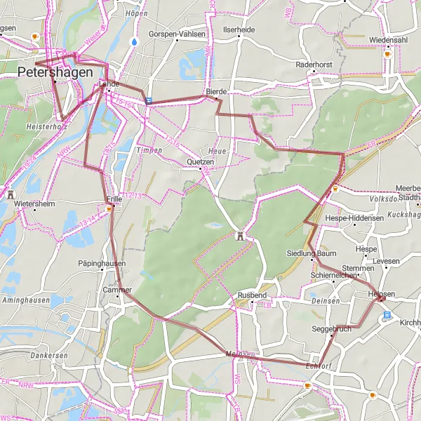 Karten-Miniaturansicht der Radinspiration "Rundtour um Hespe" in Hannover, Germany. Erstellt vom Tarmacs.app-Routenplaner für Radtouren