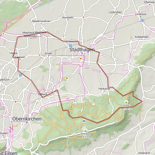 Karten-Miniaturansicht der Radinspiration "Gravel Tour um Stadthagen" in Hannover, Germany. Erstellt vom Tarmacs.app-Routenplaner für Radtouren