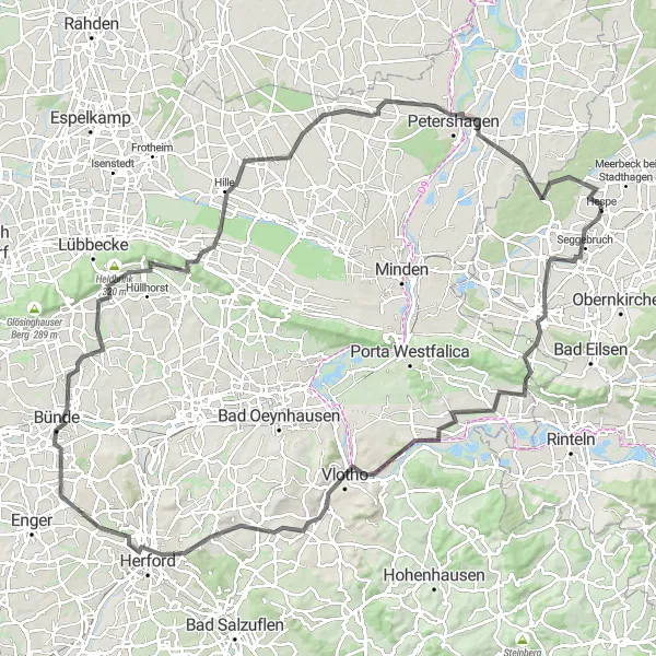 Karten-Miniaturansicht der Radinspiration "Geschichtsträchtige Landschaften rund um Herford" in Hannover, Germany. Erstellt vom Tarmacs.app-Routenplaner für Radtouren