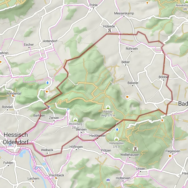 Map miniature of "Mittelberg Gravel Route" cycling inspiration in Hannover, Germany. Generated by Tarmacs.app cycling route planner