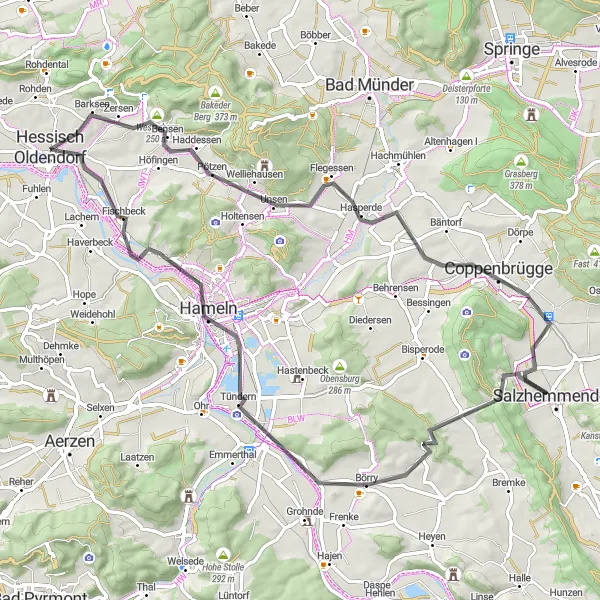 Map miniature of "Weserbergland Road Cycling Tour" cycling inspiration in Hannover, Germany. Generated by Tarmacs.app cycling route planner