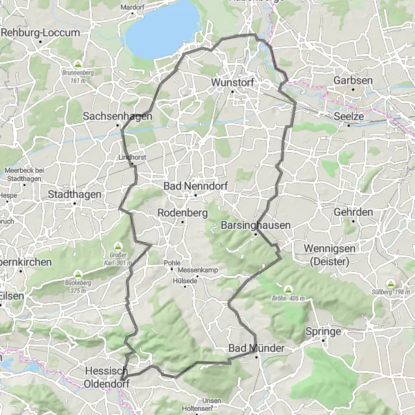 Map miniature of "Mühlberg Road Challenge" cycling inspiration in Hannover, Germany. Generated by Tarmacs.app cycling route planner