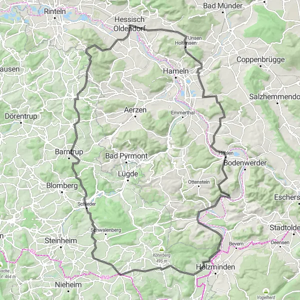 Map miniature of "Scenic Road Adventure" cycling inspiration in Hannover, Germany. Generated by Tarmacs.app cycling route planner