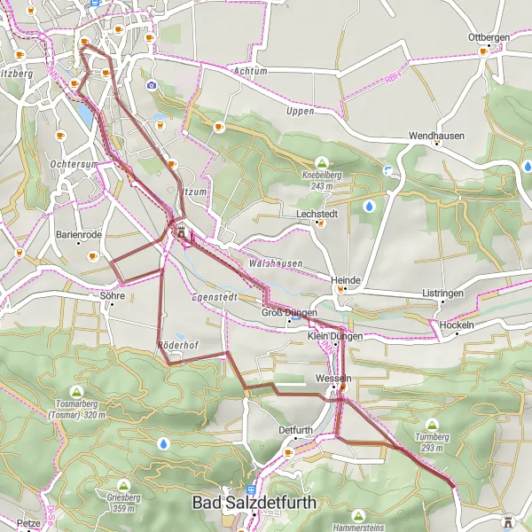 Karten-Miniaturansicht der Radinspiration "Kurze Gravel Tour um Hildesheim" in Hannover, Germany. Erstellt vom Tarmacs.app-Routenplaner für Radtouren