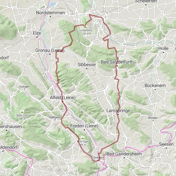 Map miniature of "Gravel Wilderness Challenge" cycling inspiration in Hannover, Germany. Generated by Tarmacs.app cycling route planner