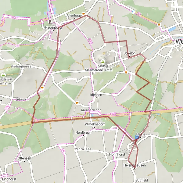 Map miniature of "Haste Gravel Loop" cycling inspiration in Hannover, Germany. Generated by Tarmacs.app cycling route planner
