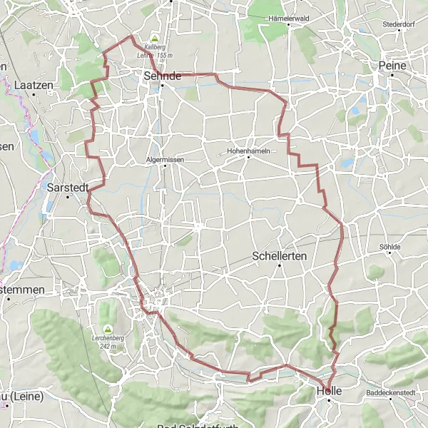 Map miniature of "Harz-Hildesheim Challenge" cycling inspiration in Hannover, Germany. Generated by Tarmacs.app cycling route planner